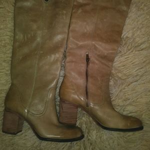 Beige leather boots